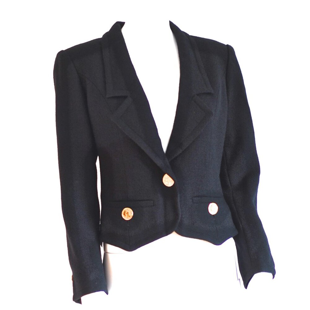 Givenchy 1970's Black Wool Fitted Blazer - France